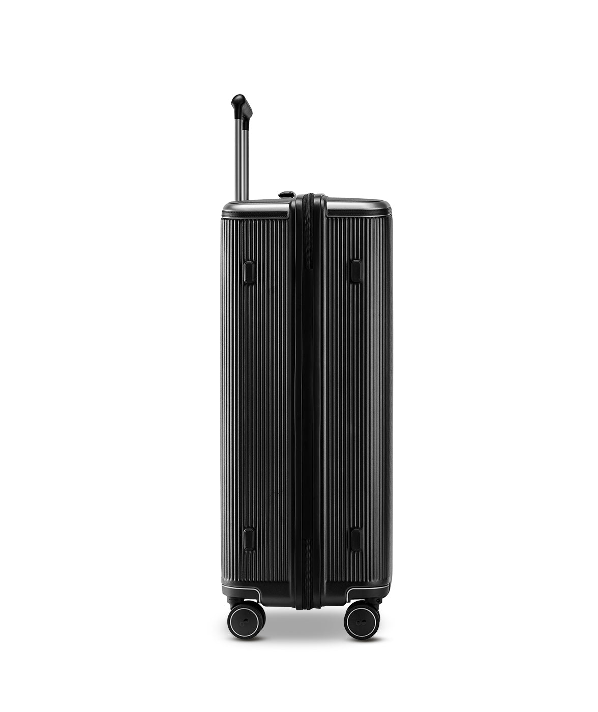 Echolac Dynasty VLX hardside suitcase in Earth Black, Large size (75 cm), end view