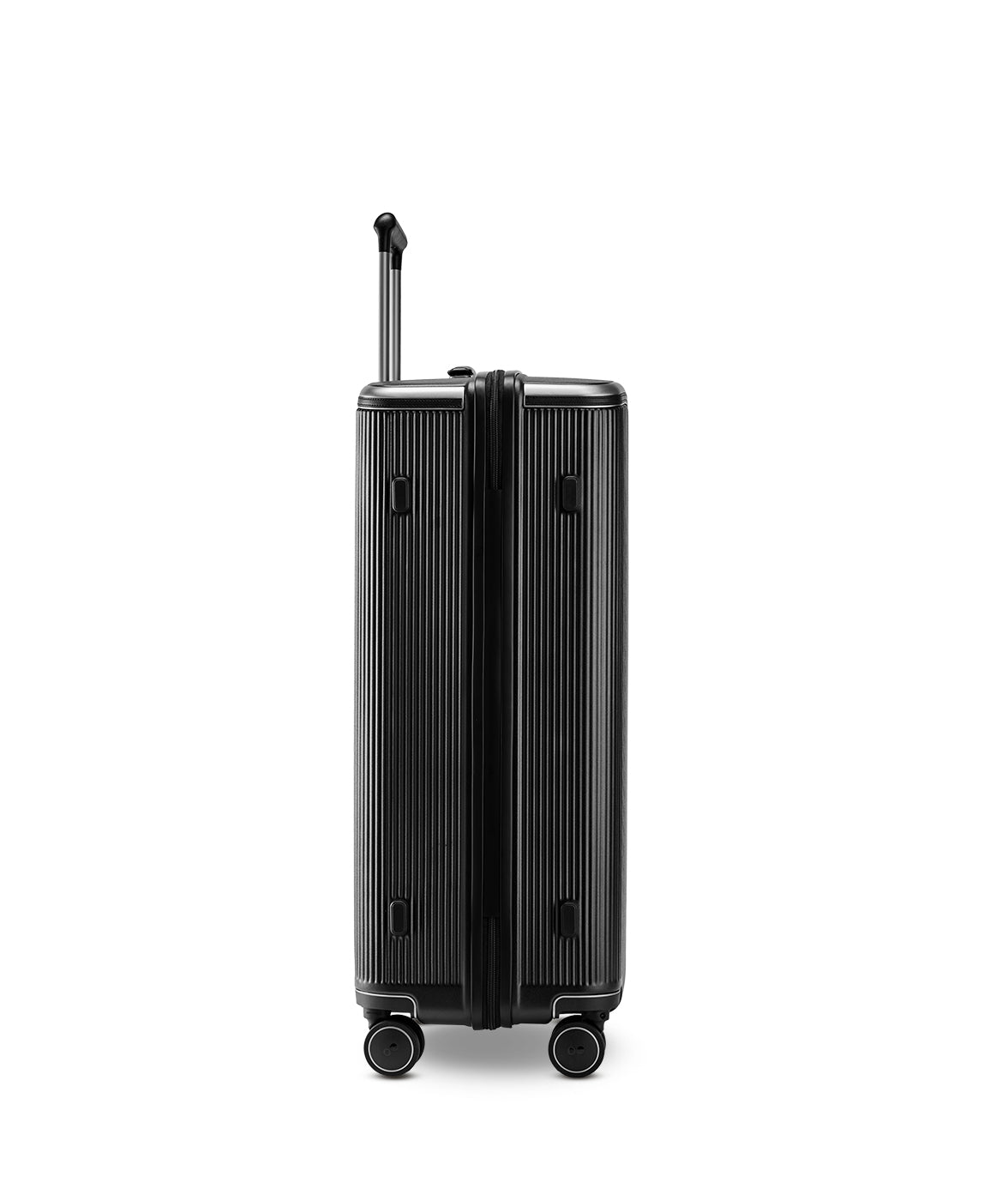 Echolac Dynasty VLX hardside suitcase in Earth Black, Medium size (64 cm), end view