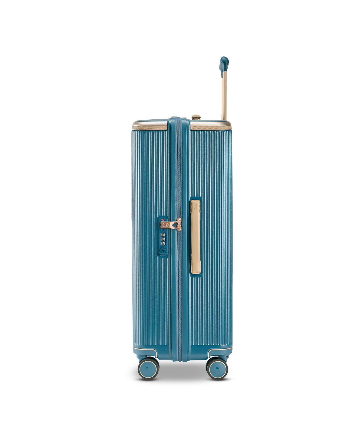 Echolac Dynasty VLX hardside suitcase in Ocean Indigo, Large size (75 cm), side view