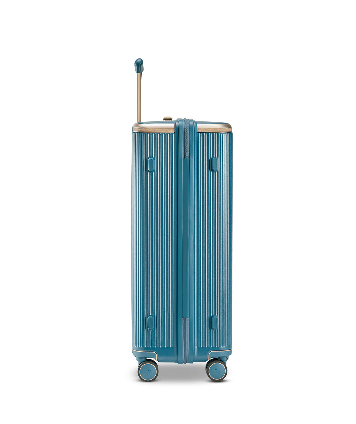 Echolac Dynasty VLX hardside suitcase in Ocean Indigo, Large size (75 cm), end view