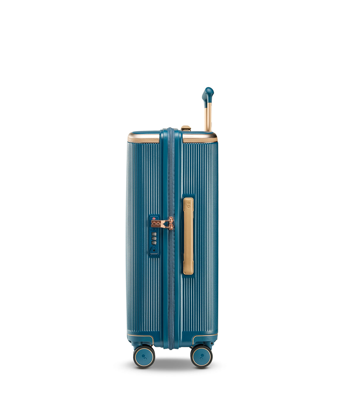 Echolac Dynasty VLX hardside suitcase in Ocean Indigo, Medium size (64 cm), side view