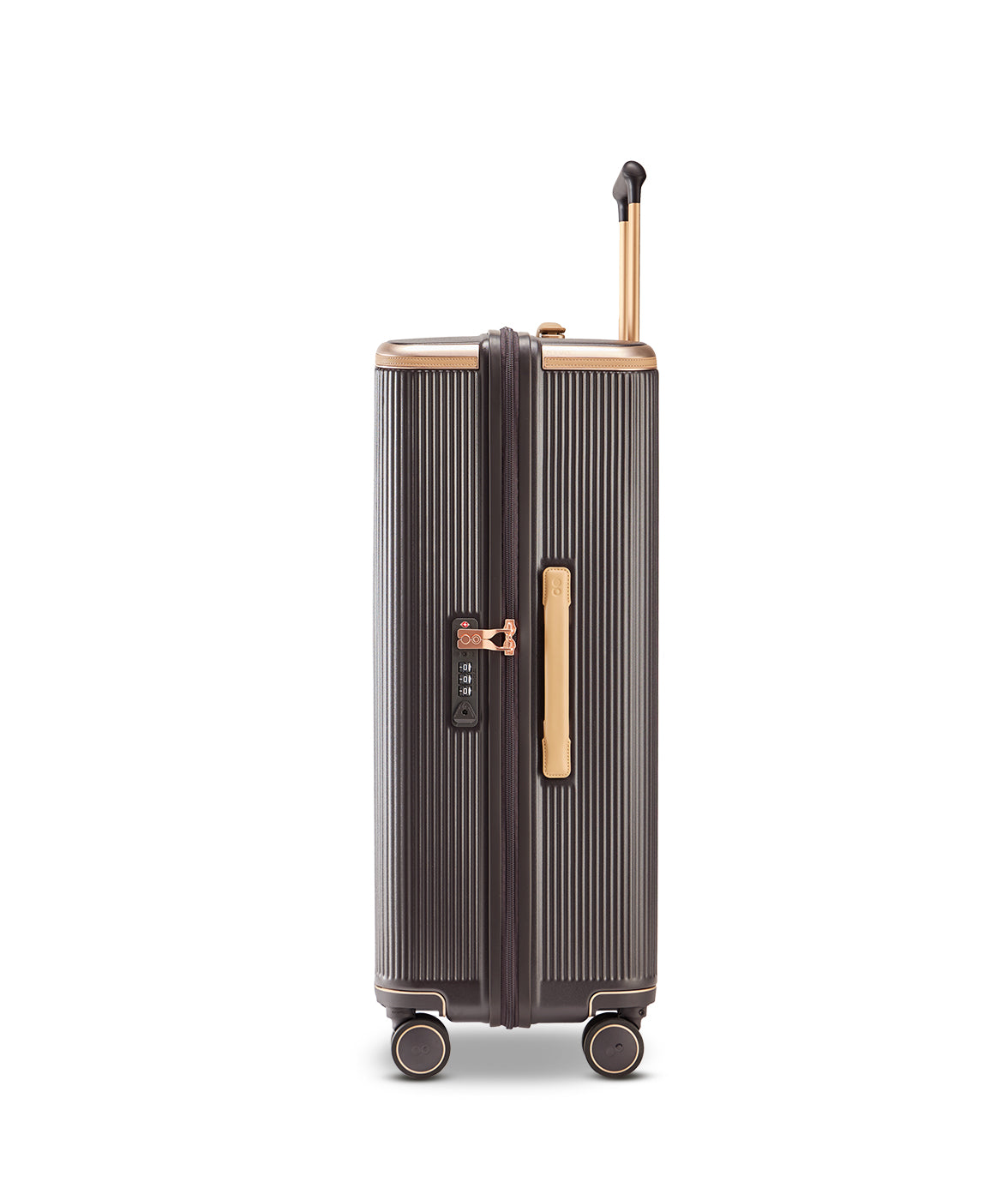 Echolac Dynasty VLX hardside suitcase in Dark Chocolate, Large size (75 cm), side view