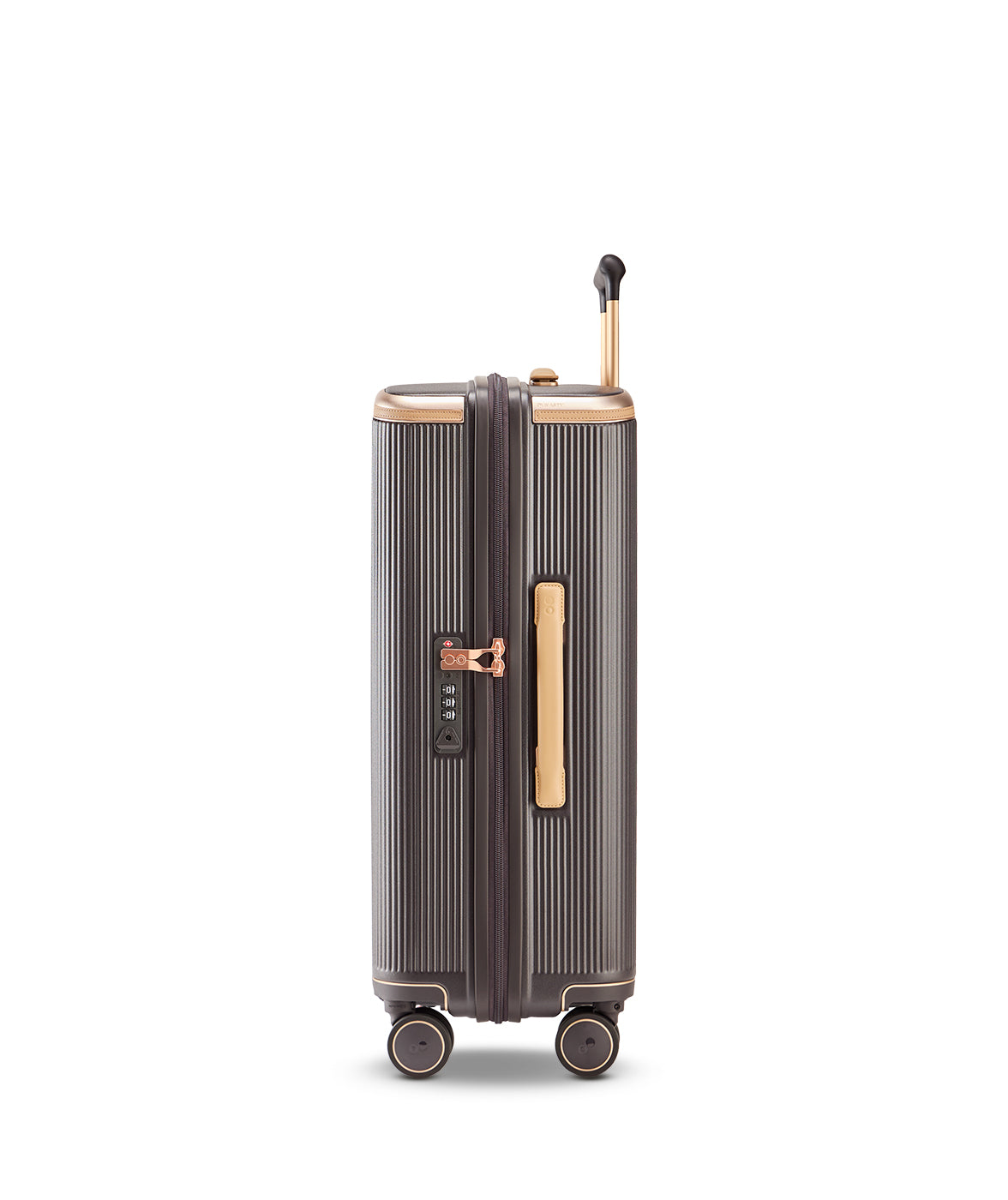 Echolac Dynasty VLX hardside suitcase in Dark Chocolate, Medium size (64 cm), side view