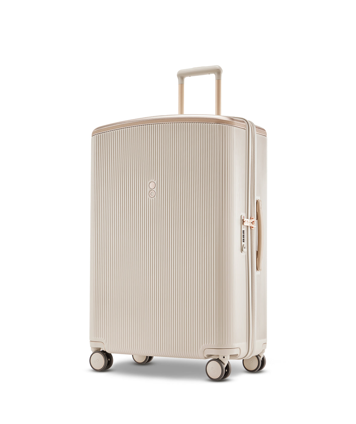 Echolac Dynasty VLX hardside suitcase in Almond White, Large size (75 cm), end view