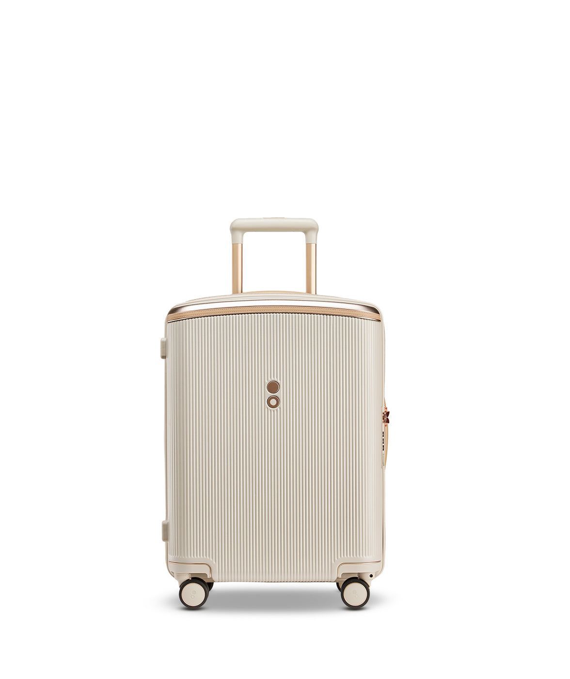 Echolac Dynasty VLX hardside suitcase in Almond White, Cabin size (55 cm), 3/4 angle view