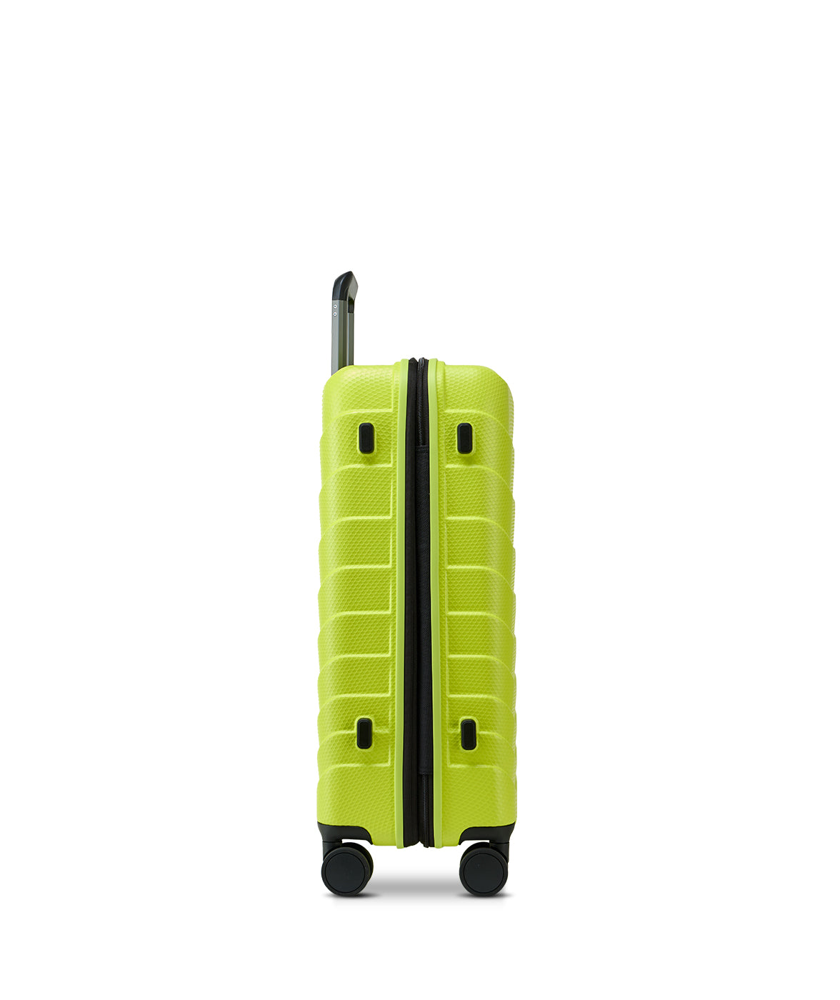 Green suitcase with black accents on a white background
