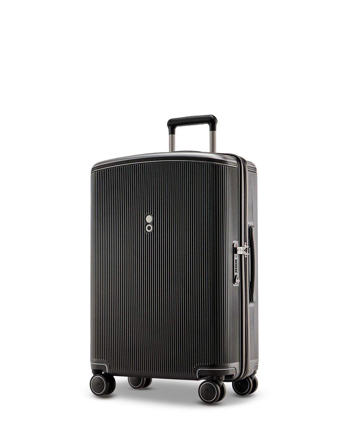 Echolac Dynasty VLX hardside suitcase in Earth Black, Medium size (64 cm), 3/4 angle view