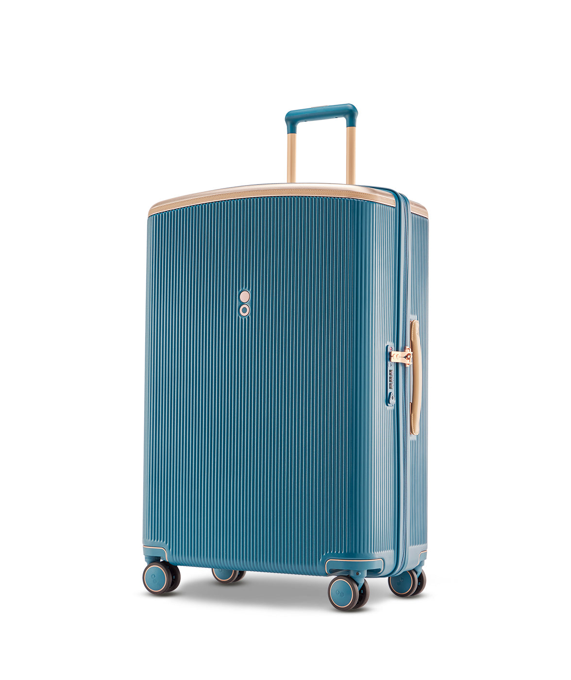 Echolac Dynasty VLX hardside suitcase in Ocean Indigo, Large size (75 cm), 3/4 angle view
