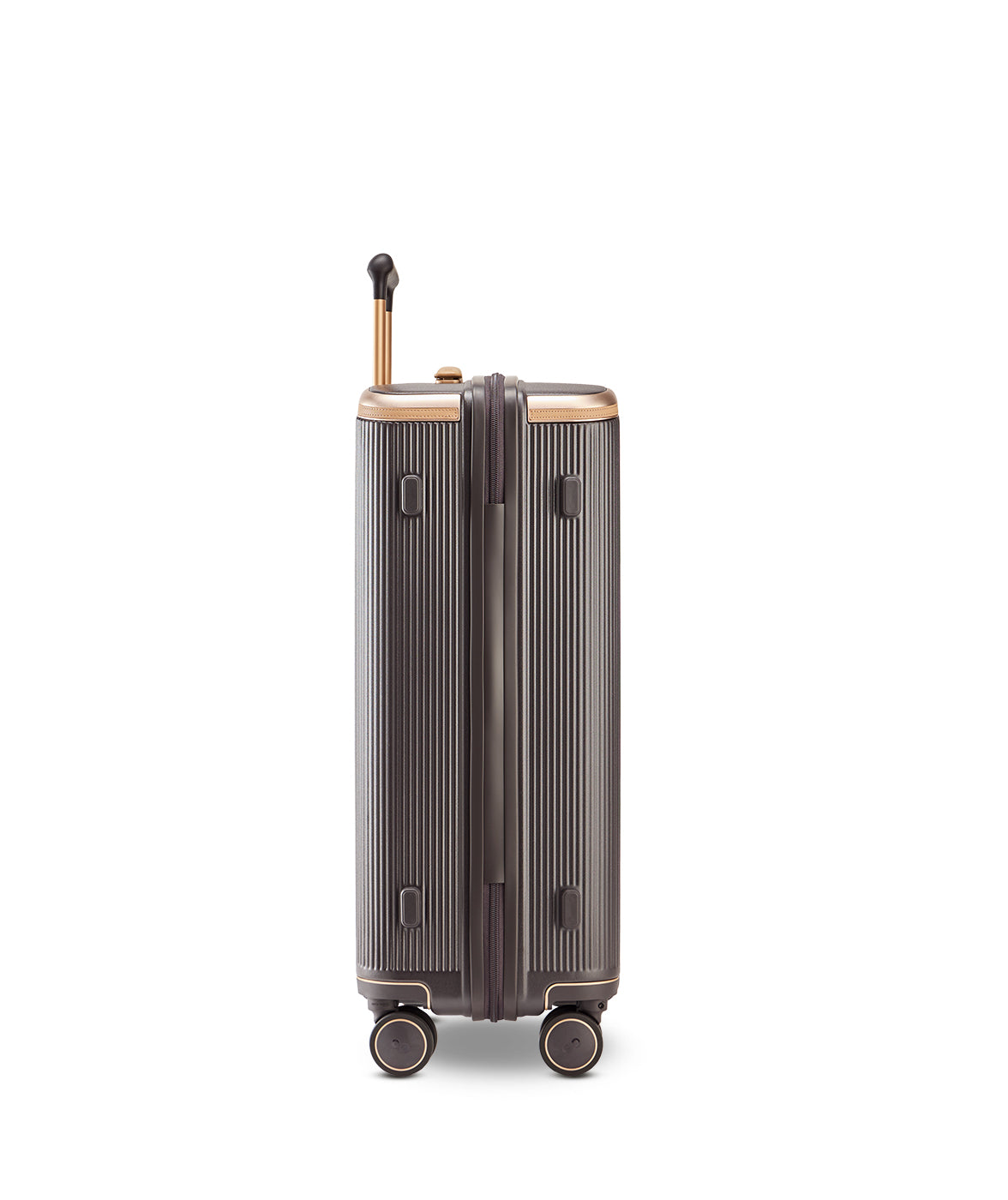 Echolac Dynasty VLX hardside suitcase in Dark Chocolate, Medium size (64 cm), end view