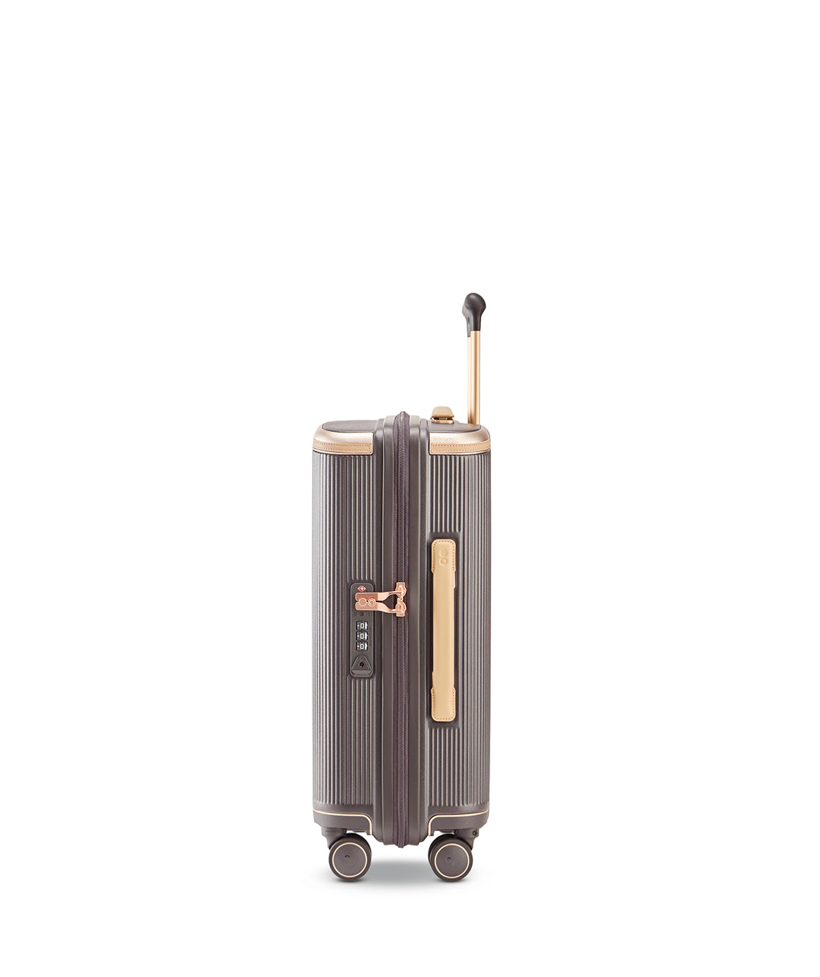 Echolac Dynasty VLX hardside suitcase in Dark Chocolate, Cabin size (55 cm), side view