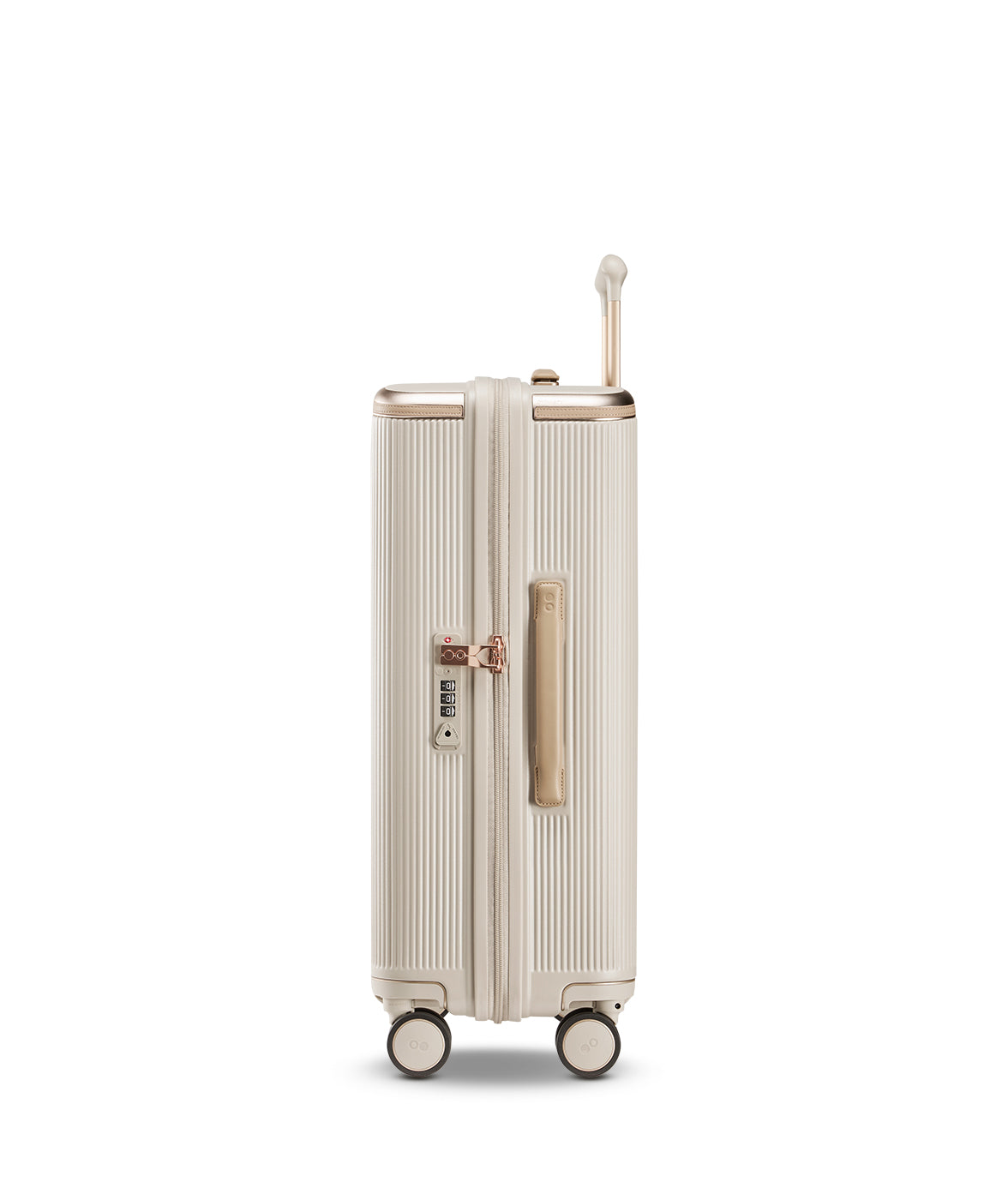 Echolac Dynasty VLX hardside suitcase in Almond White, Medium size (64 cm), side view